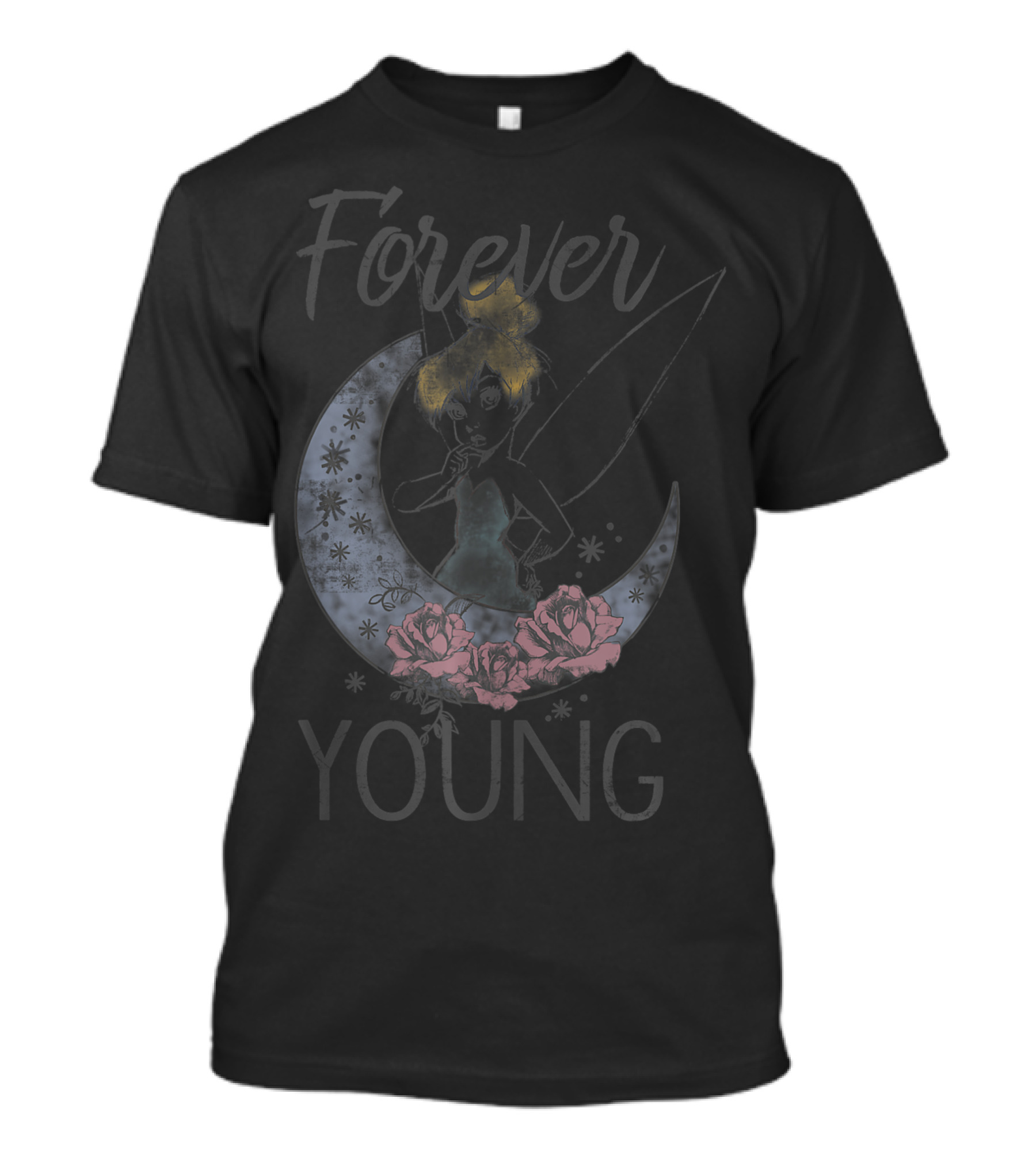 Disney Peter Pan Tinker Bell Forever Young Moon Roses T-Shirt