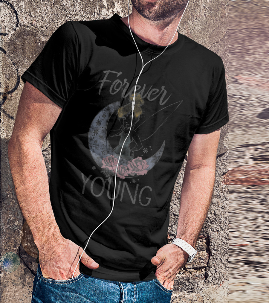 Disney Peter Pan Tinker Bell Forever Young Moon Roses T-Shirt