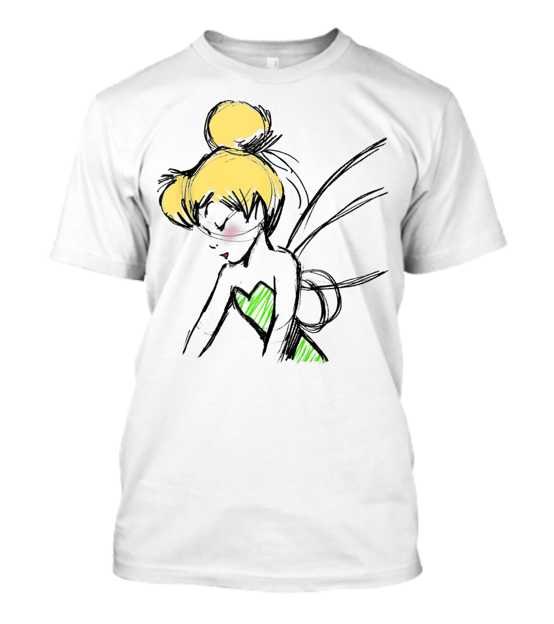 Disney Peter Pan Tinker Bell Sketch Profile Pixie Dust T-Shirt