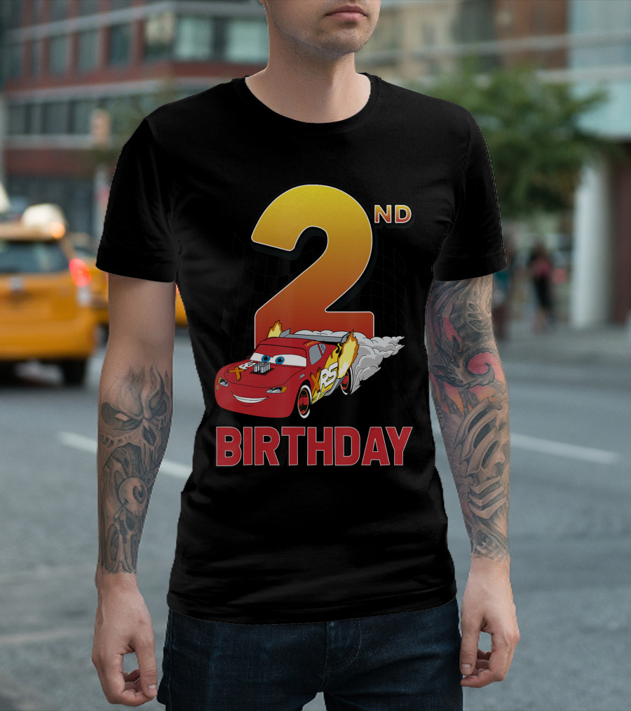 Disney Pixar Cars Lightning McQueen XRS 2nd Birthday Racing T-Shirt