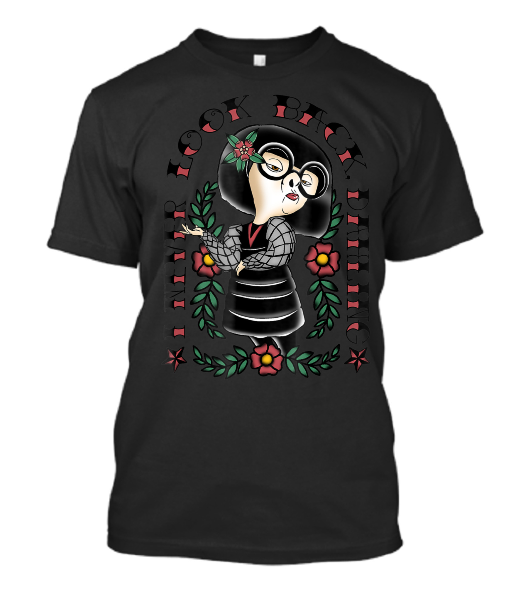 Disney Pixar Incredibles Edna Mode Never Look Back Darling Tattoo T-Shirt