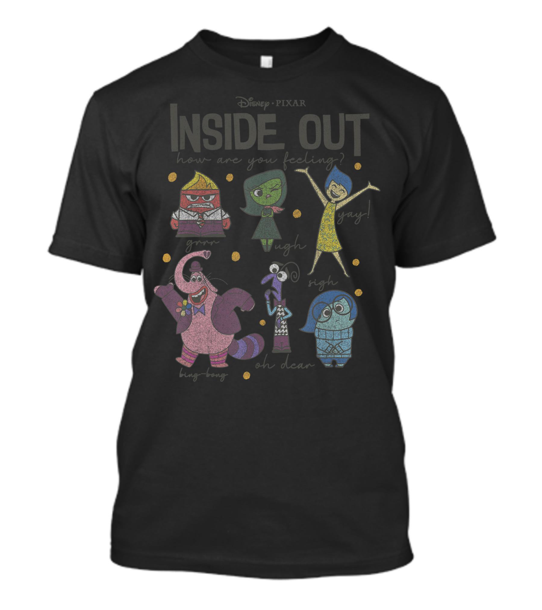 Disney Pixar Inside Out How Are You Feeling Groop Ugh Yay Sigh Oh Dear Bing Bong T-Shirt