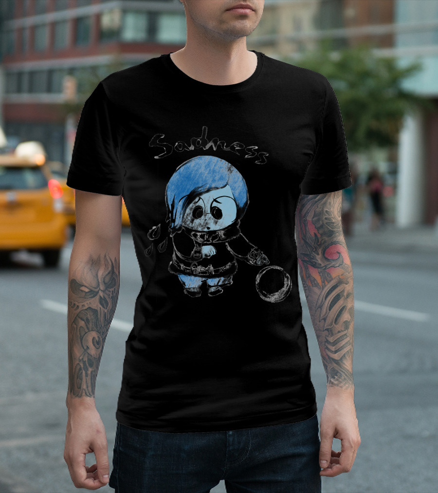 Disney Pixar Inside Out Sadness Character in Blue Tones T-Shirt