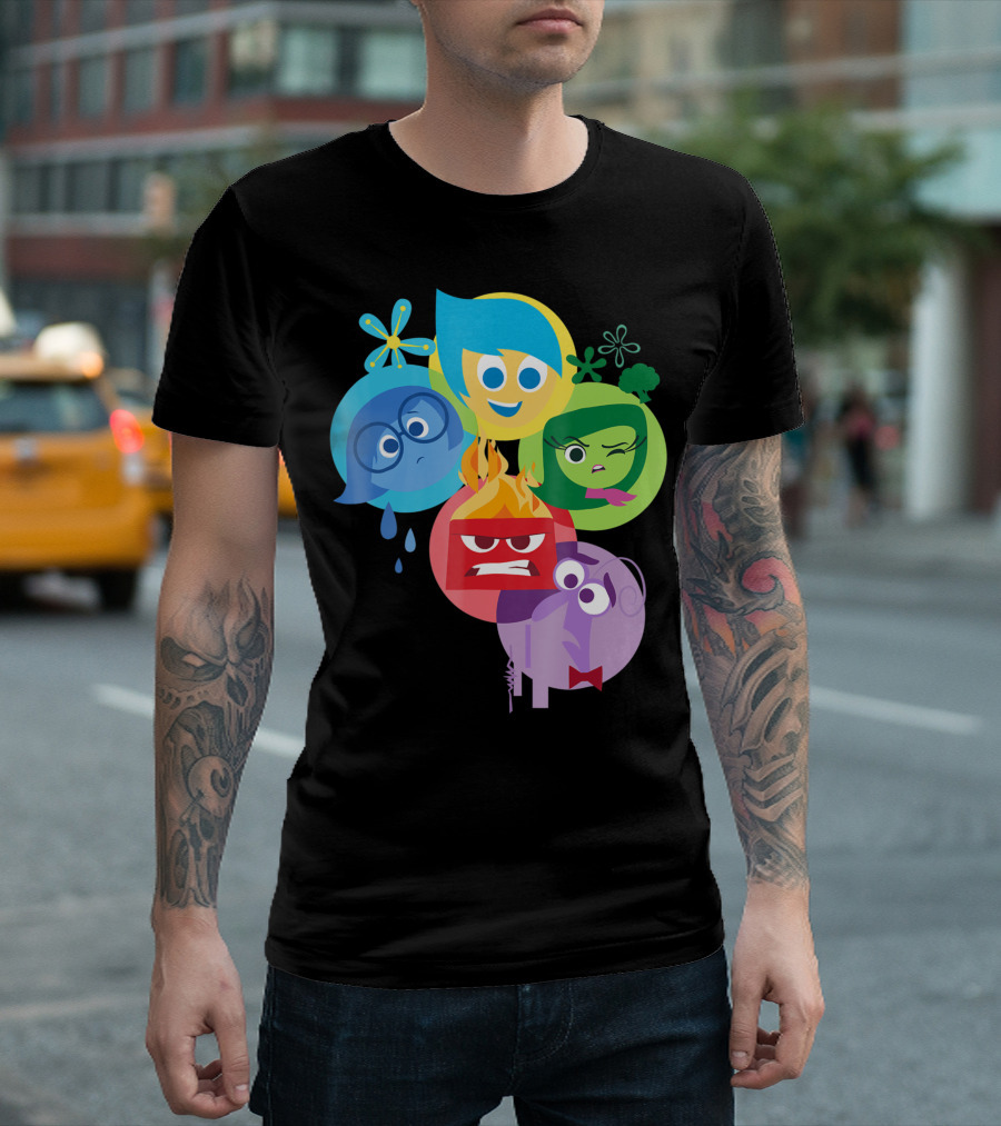 Disney Pixar Inside Out Joy Sadness Fear Anger Disgust Emotions Iconic Characters T-Shirt
