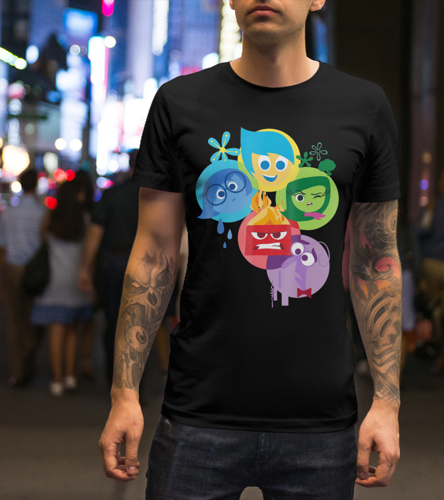 Disney Pixar Inside Out Joy Sadness Fear Anger Disgust Emotions Iconic Characters T-Shirt