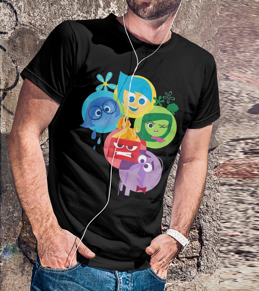 Disney Pixar Inside Out Joy Sadness Fear Anger Disgust Emotions Iconic Characters T-Shirt