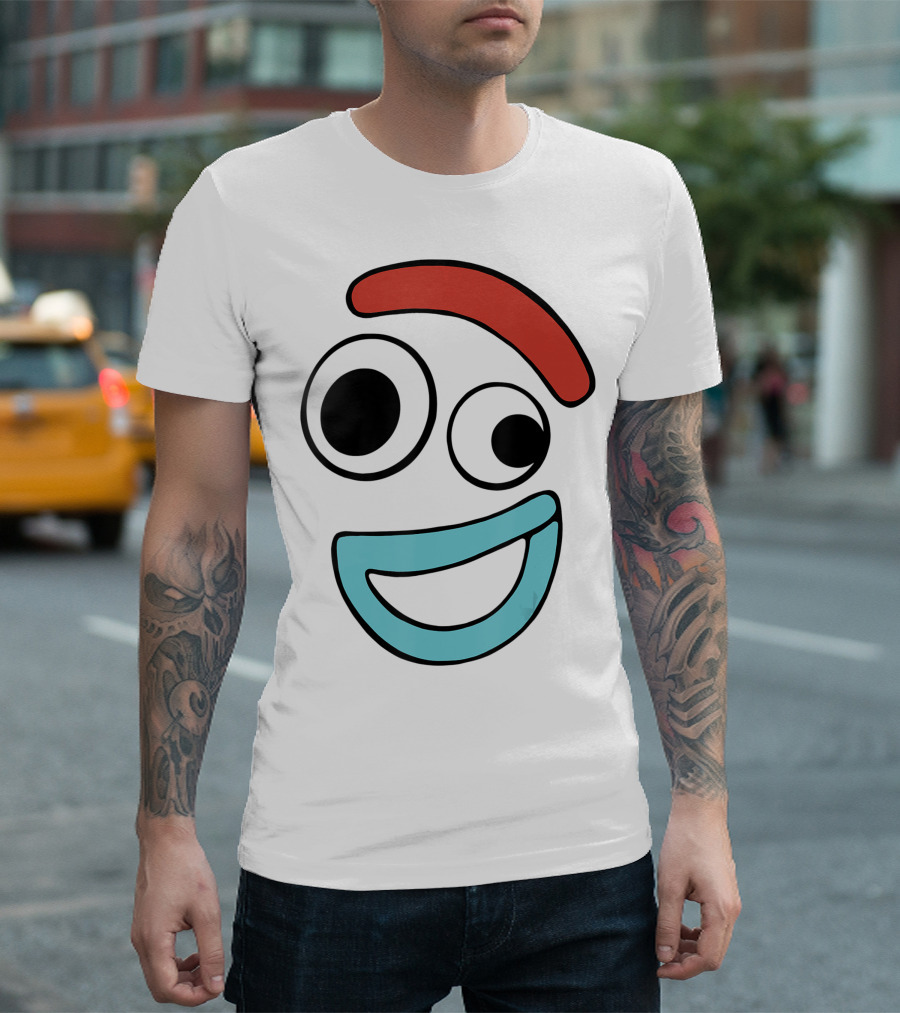 Disney Pixar Toy Story 4 Forky Character Icon Large Happy Face T-Shirt