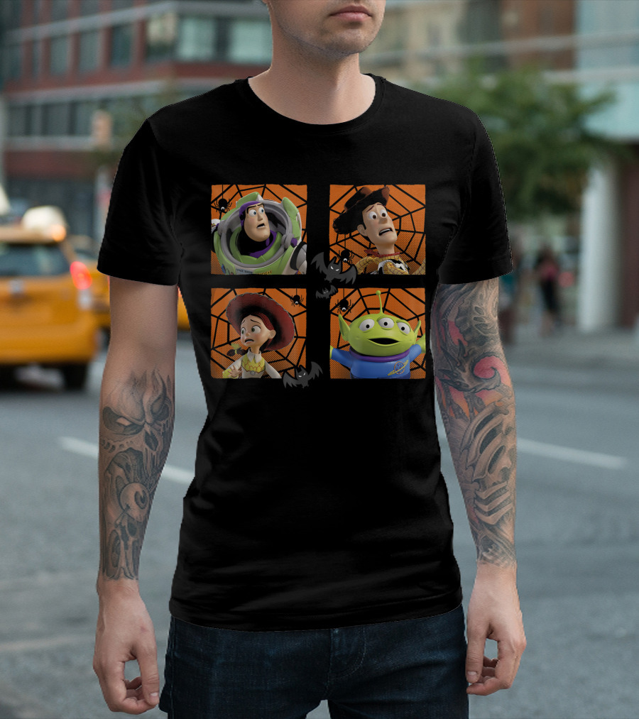 Disney Pixar Toy Story Buzz Woody Jessie Alien Halloween Spiders Bats T-Shirt
