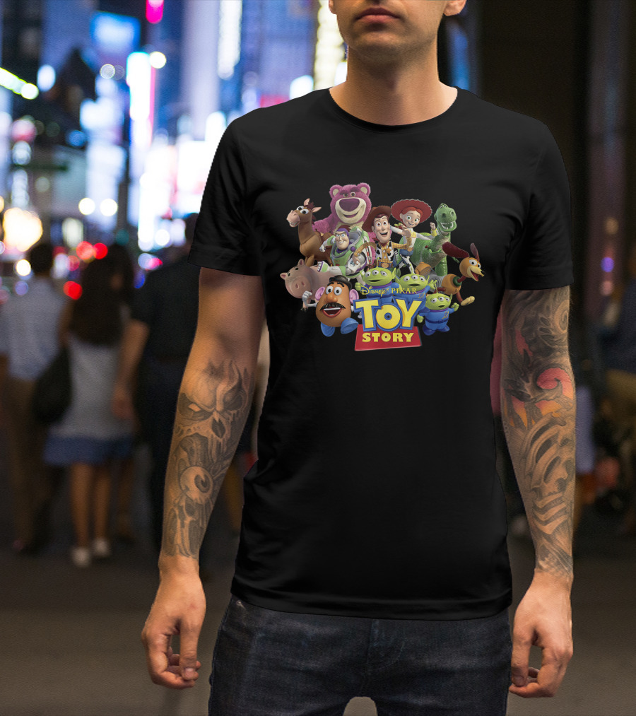 Disney Pixar Toy Story Characters Buzz Woody Jessie Rex Hamm Lotso Mr. Potato Head Slinky Dog Alien Bullseye T-Shirt