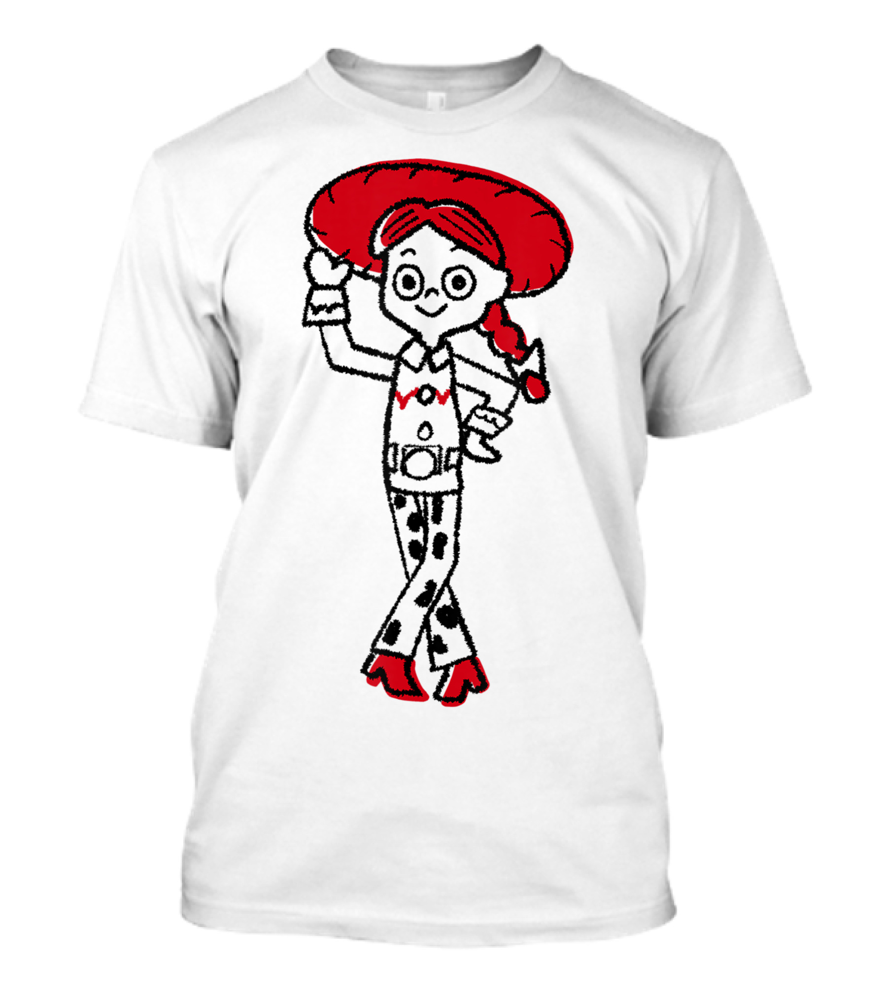 Disney Pixar Toy Story Jessie Red And Black Penciled Outline T-Shirt