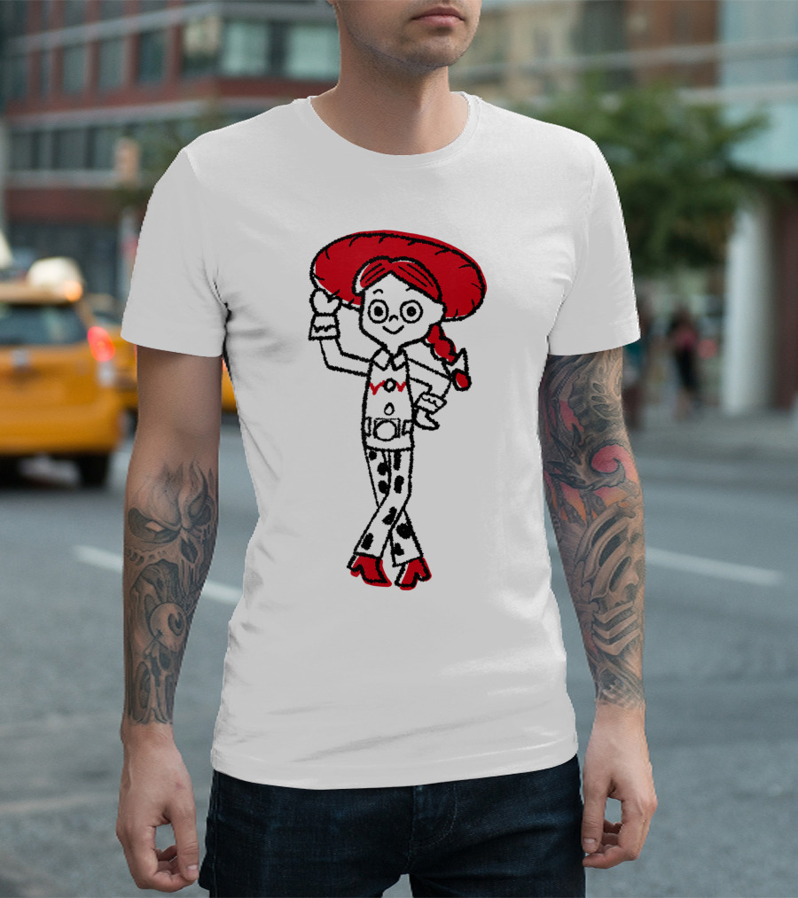 Disney Pixar Toy Story Jessie Red And Black Penciled Outline T-Shirt