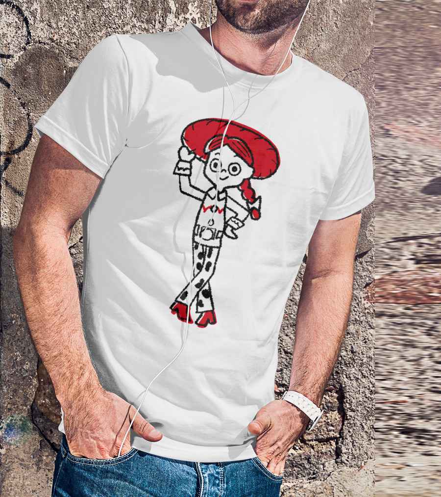 Disney Pixar Toy Story Jessie Red And Black Penciled Outline T-Shirt