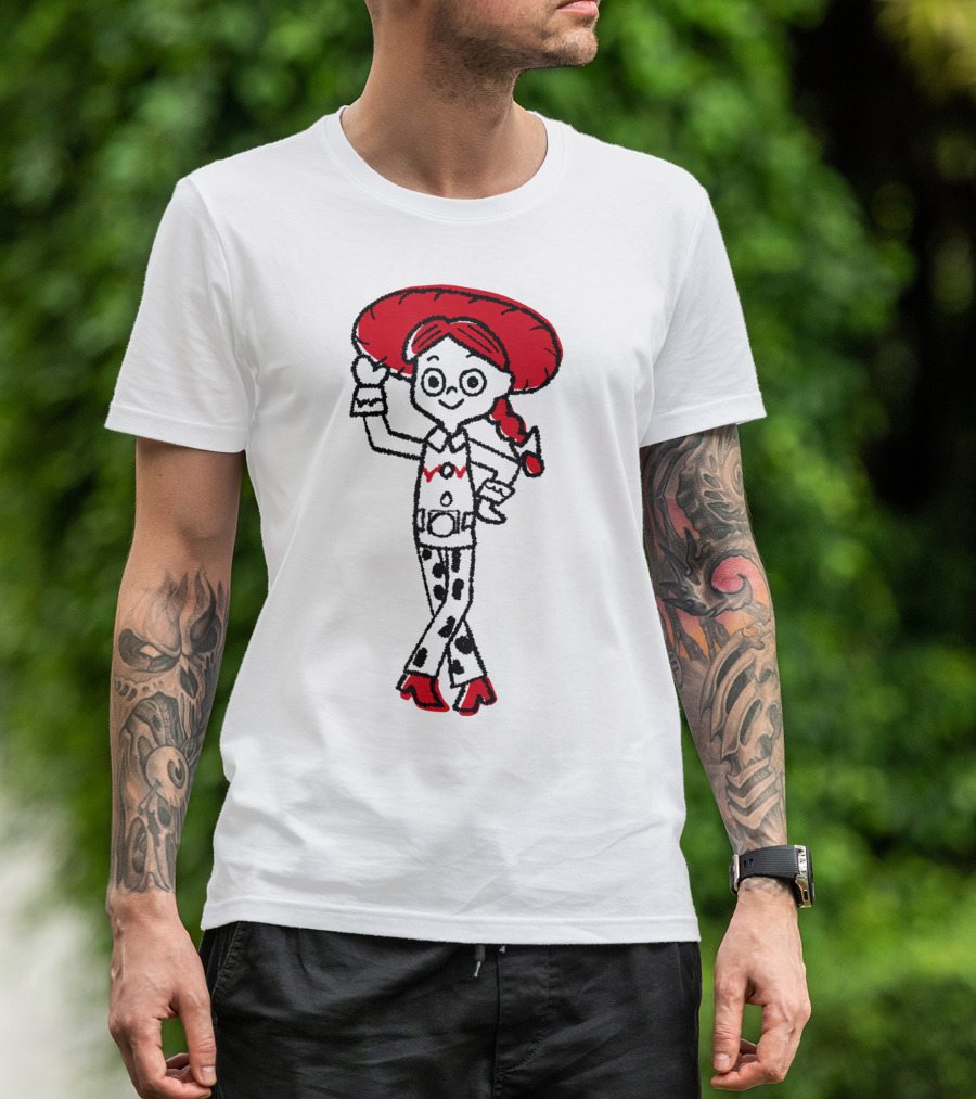 Disney Pixar Toy Story Jessie Red And Black Penciled Outline T-Shirt