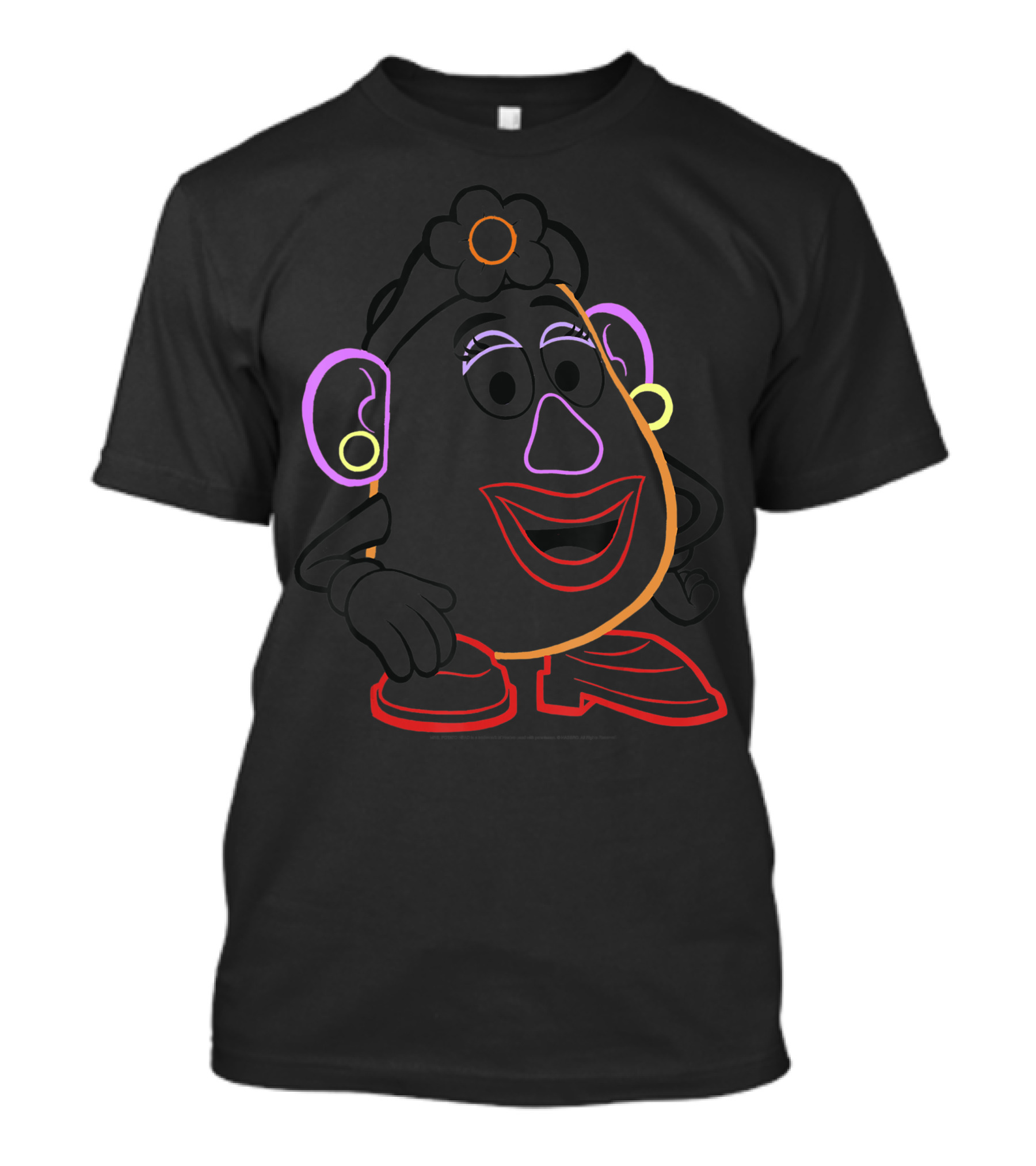 Disney Pixar Toy Story Mrs Potato Head Neon Outline T-Shirt