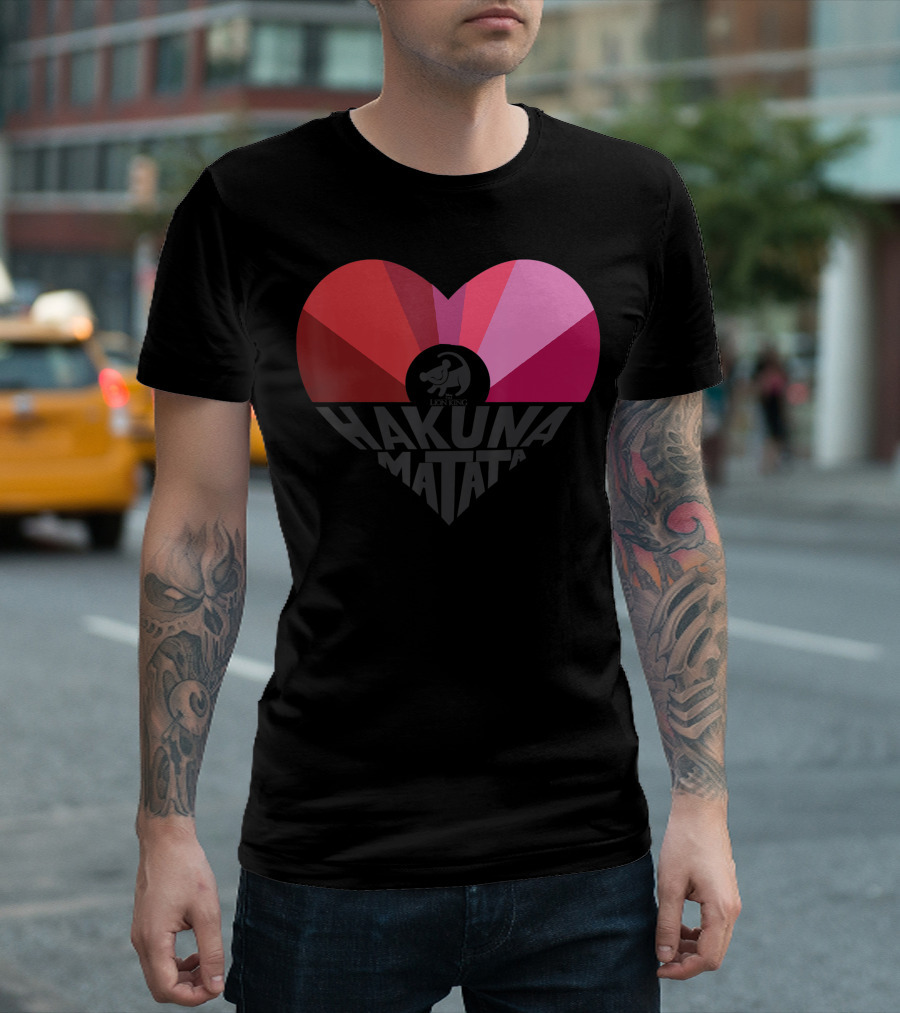 Lion King Simba Hakuna Matata Heart Pink Red Stripes T-Shirt