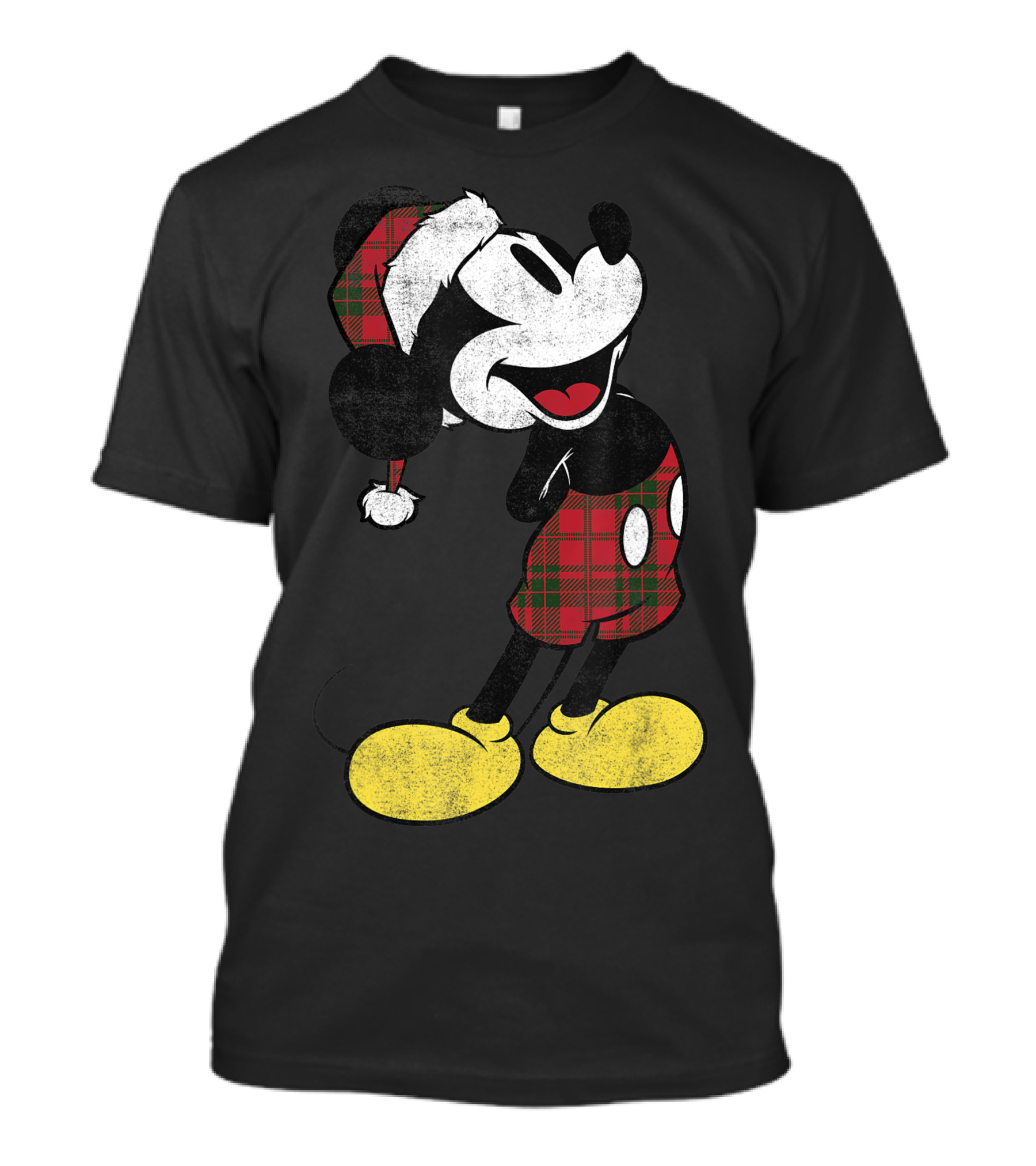 Disney Mickey Christmas Plaid Festive Mickey Mouse Holiday T-Shirt