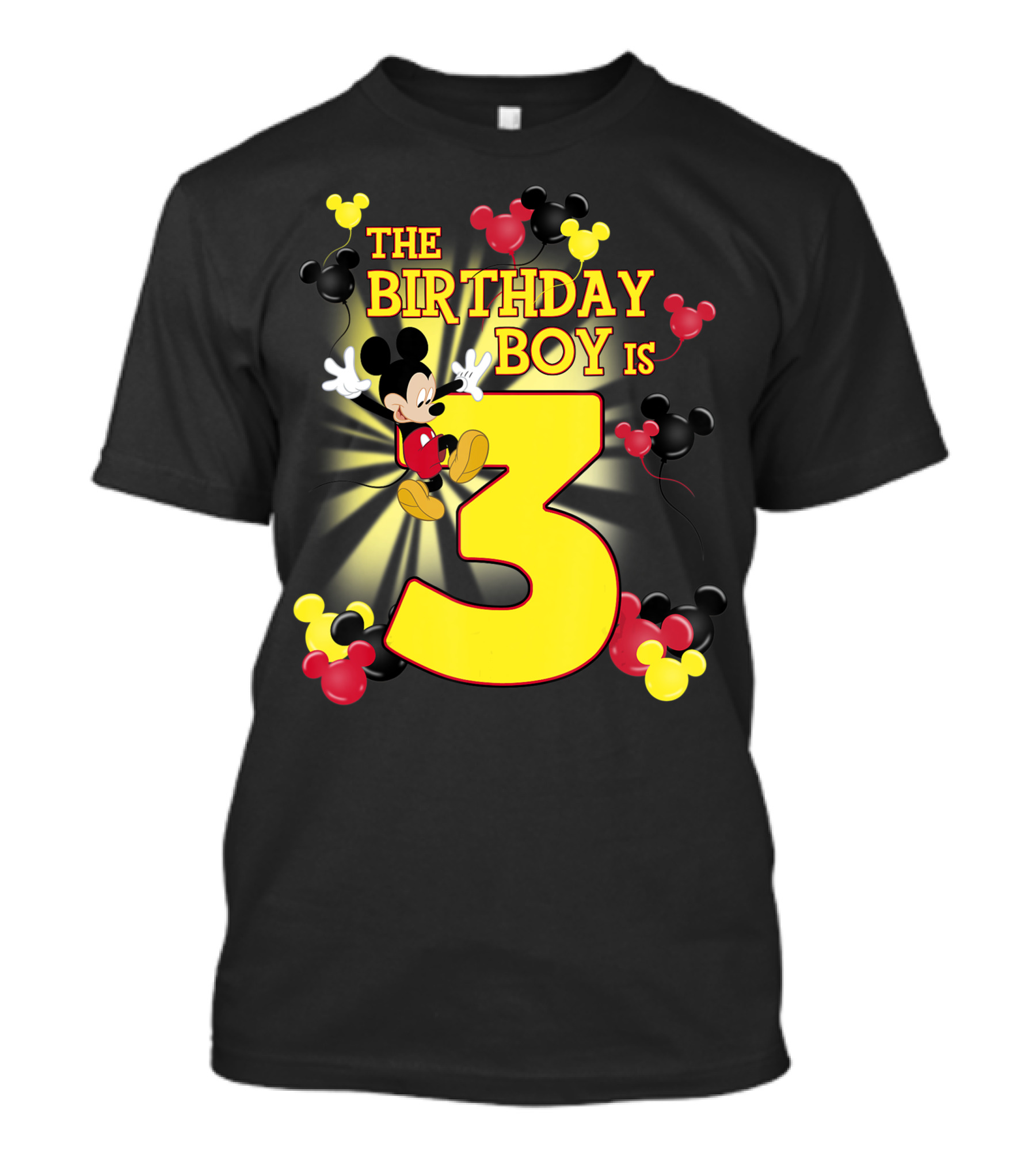 Disney Mickey Mouse The Birthday Boy Is 3 Third Birthday Celebration Mickey And Friends T-Shirt