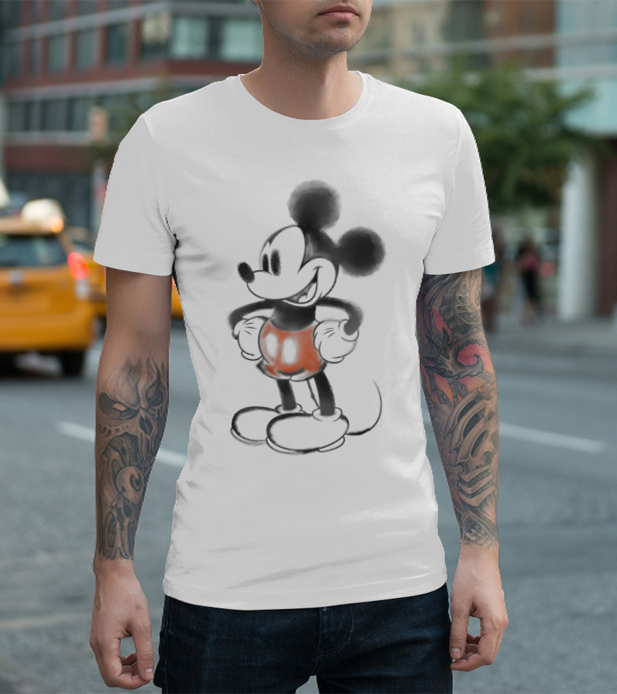 Disney Mickey And Friends Mickey Mouse Watercolor Shadow Black And Orange Classic T-Shirt