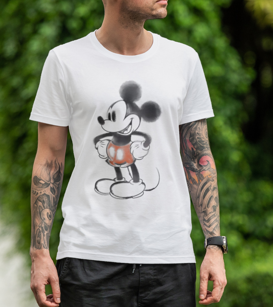 Disney Mickey And Friends Mickey Mouse Watercolor Shadow Black And Orange Classic T-Shirt