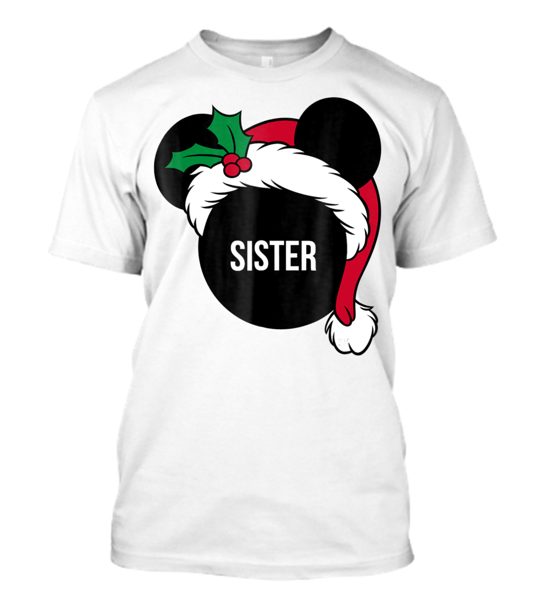 Disney Mickey Mouse Santa Hat Sister Holiday Family T-Shirt