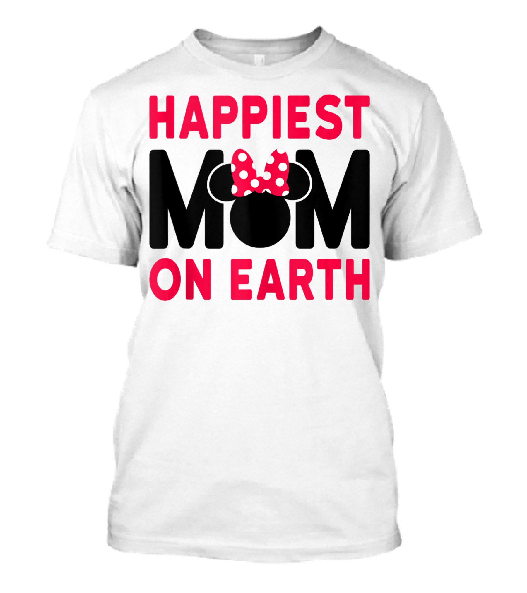 Happiest Mom On Earth Disney Red And Black Minnie Mouse Ears Bow T-Shirt