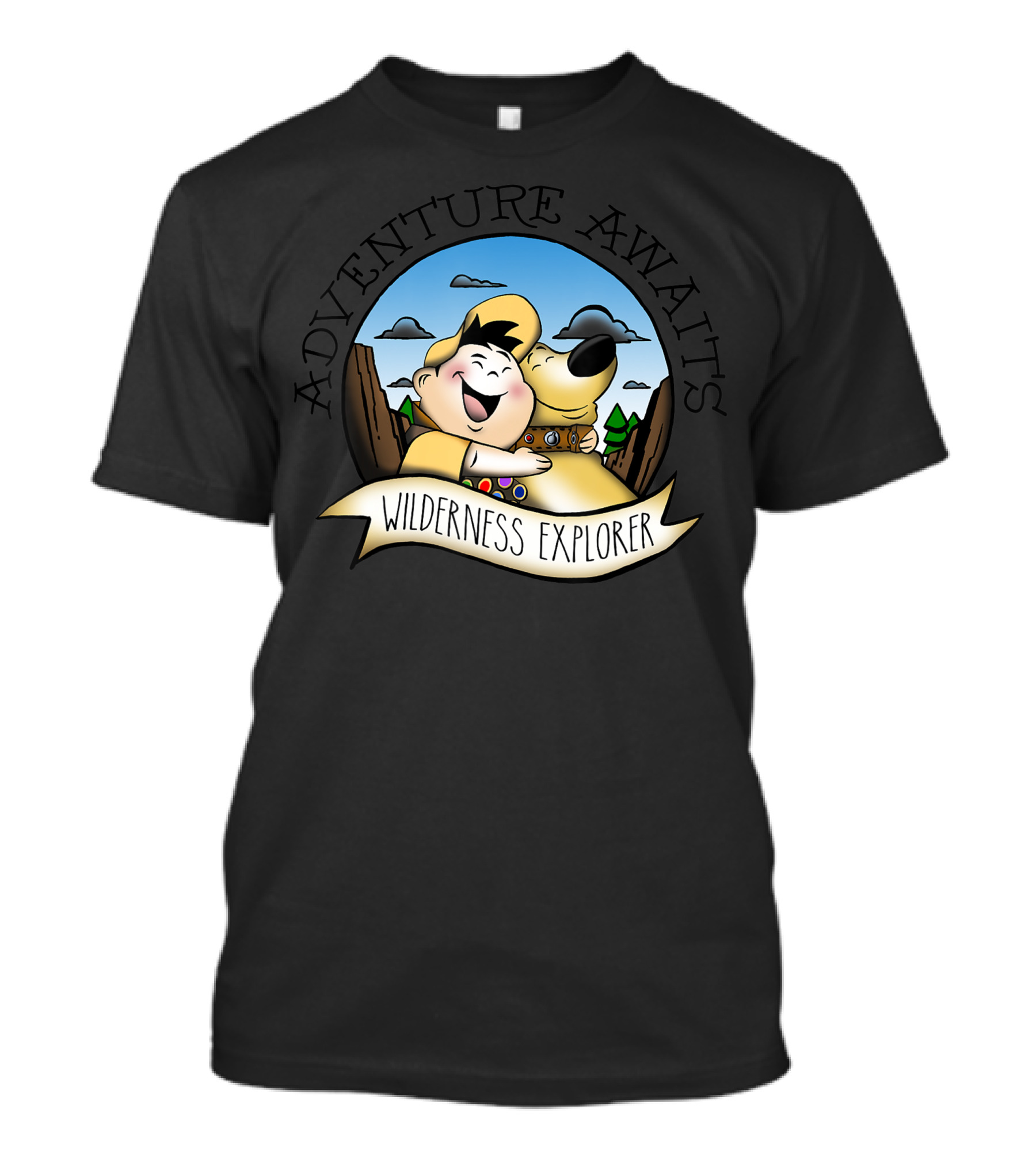 Disney Pixar Up Adventure Awaits Wilderness Explorer Russell Dug Vintage Hug T-Shirt
