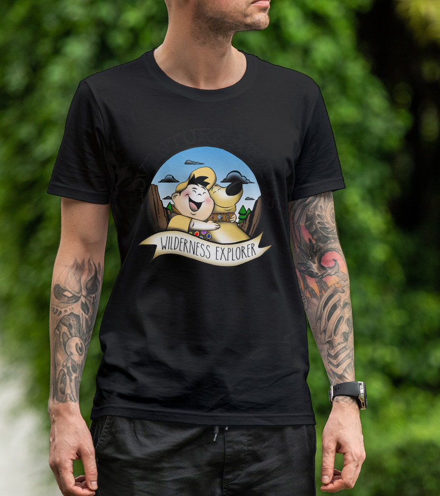 Disney Pixar Up Adventure Awaits Wilderness Explorer Russell Dug Vintage Hug T-Shirt