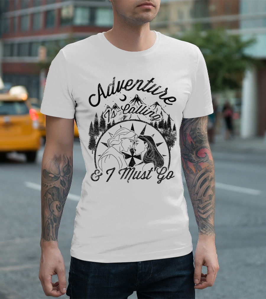 Disney Pocahontas Adventure Is Calling And I Must Go Moon and Mountains T-Shirt
