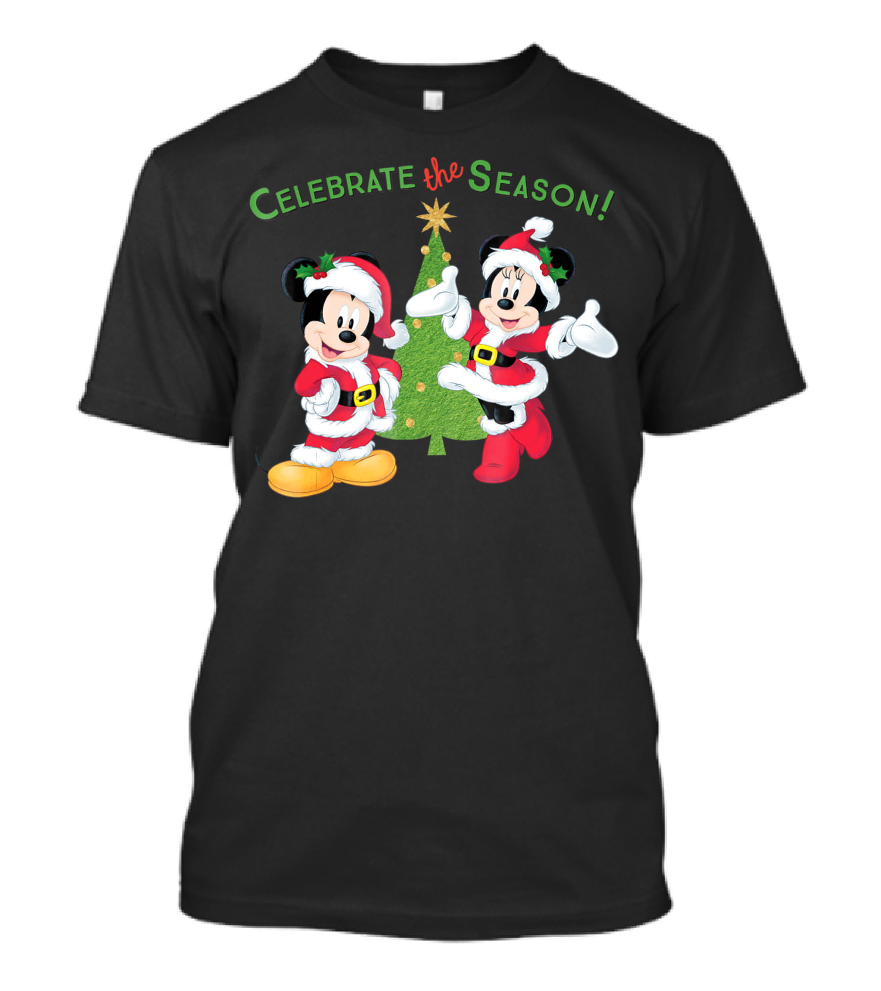 Celebrate The Season Disney Santa Mickey Minnie Holiday T-Shirt