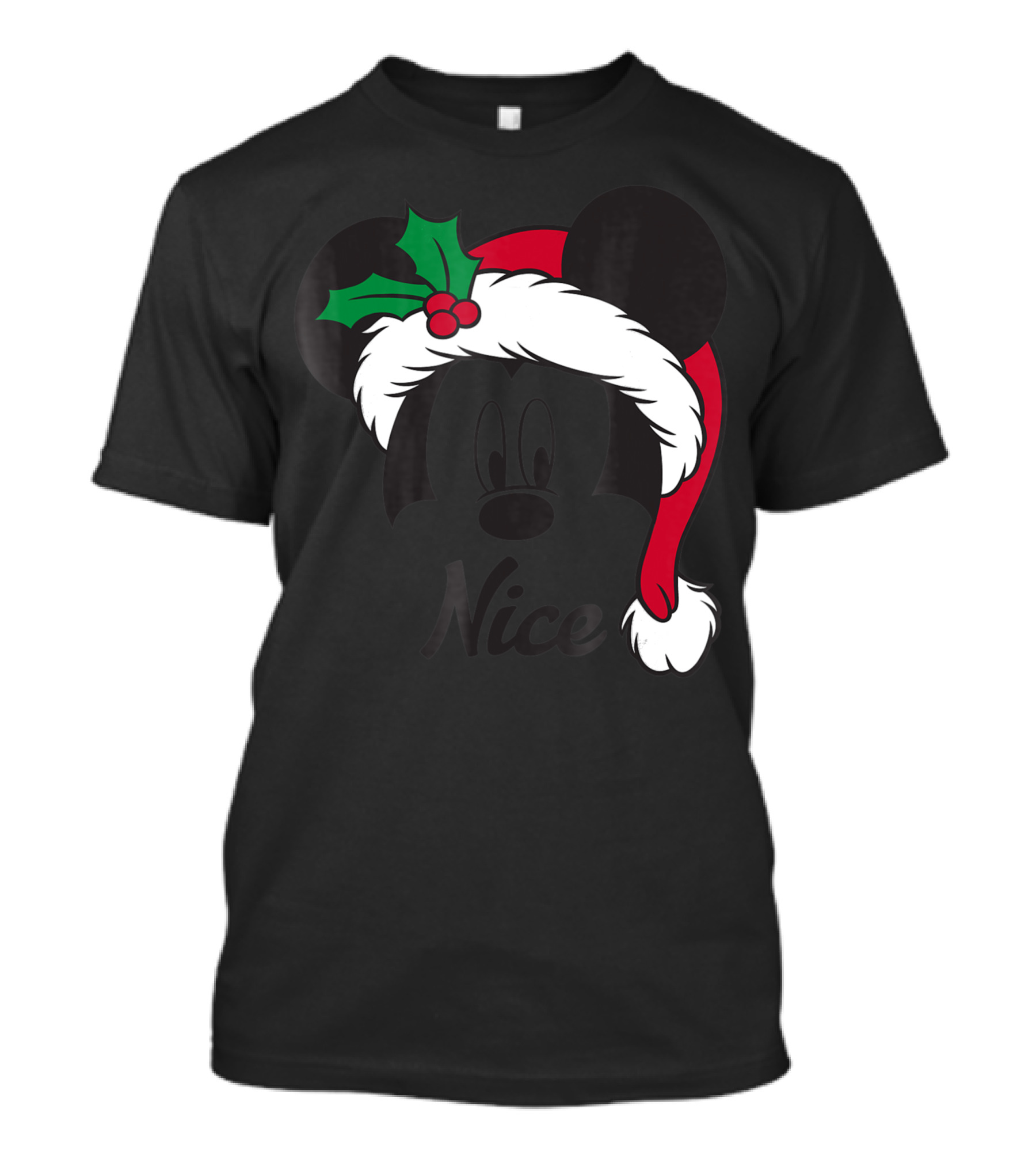 Disney Mickey Santa Hat Holly Nice T-Shirt