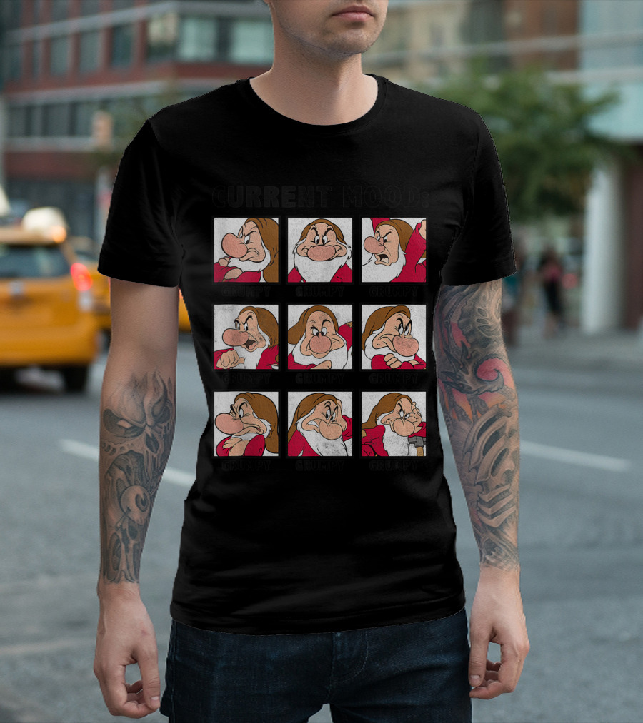 Current Mood Disney Snow White Grumpy Panel Grid T-Shirt