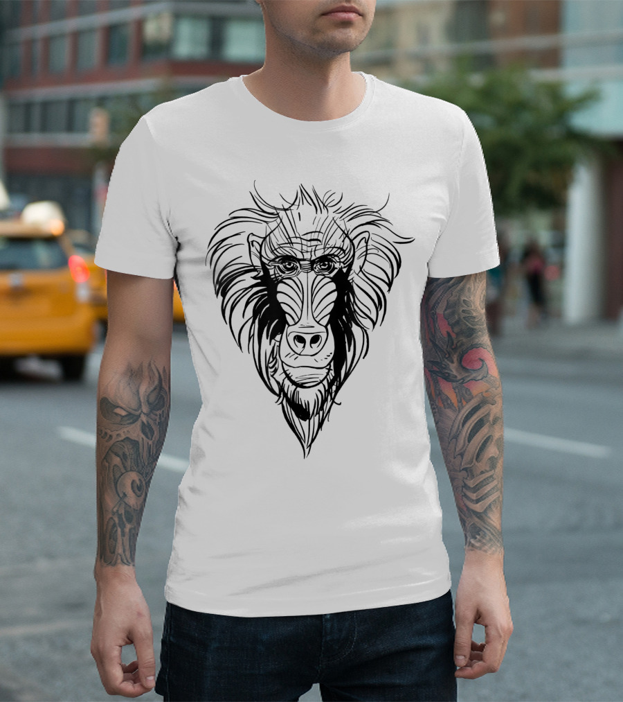 Disney The Lion King Live Action Rafiki Sketch Dark Gray Visual T-Shirt