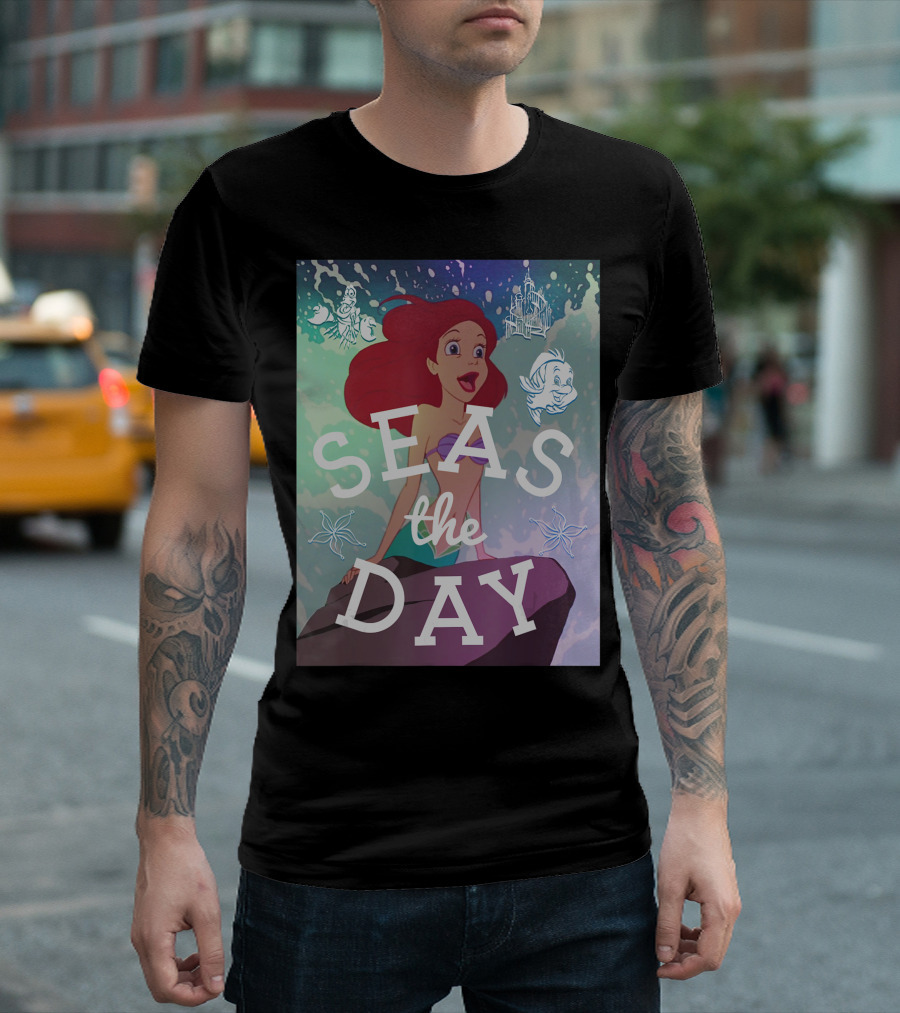 Disney The Little Mermaid Ariel Flounder and Sebastian Seas the Day T-Shirt