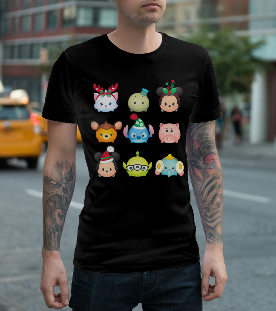 Disney Tsum Tsum Holiday Characters Grid with Minnie Mouse Stitch and More T-Shirt