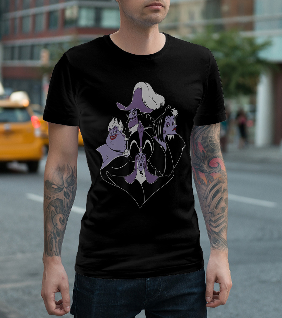Disney Villains Crew Ursula Captain Hook Cruella de Vil Jafar T-Shirt