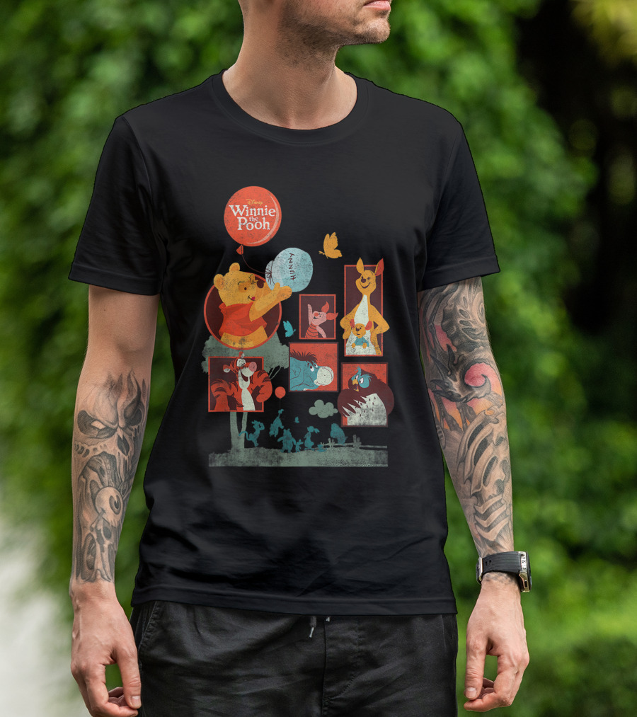 Disney Winnie The Pooh Tigger Eeyore Piglet Roo Kanga Balloon Panels T-Shirt