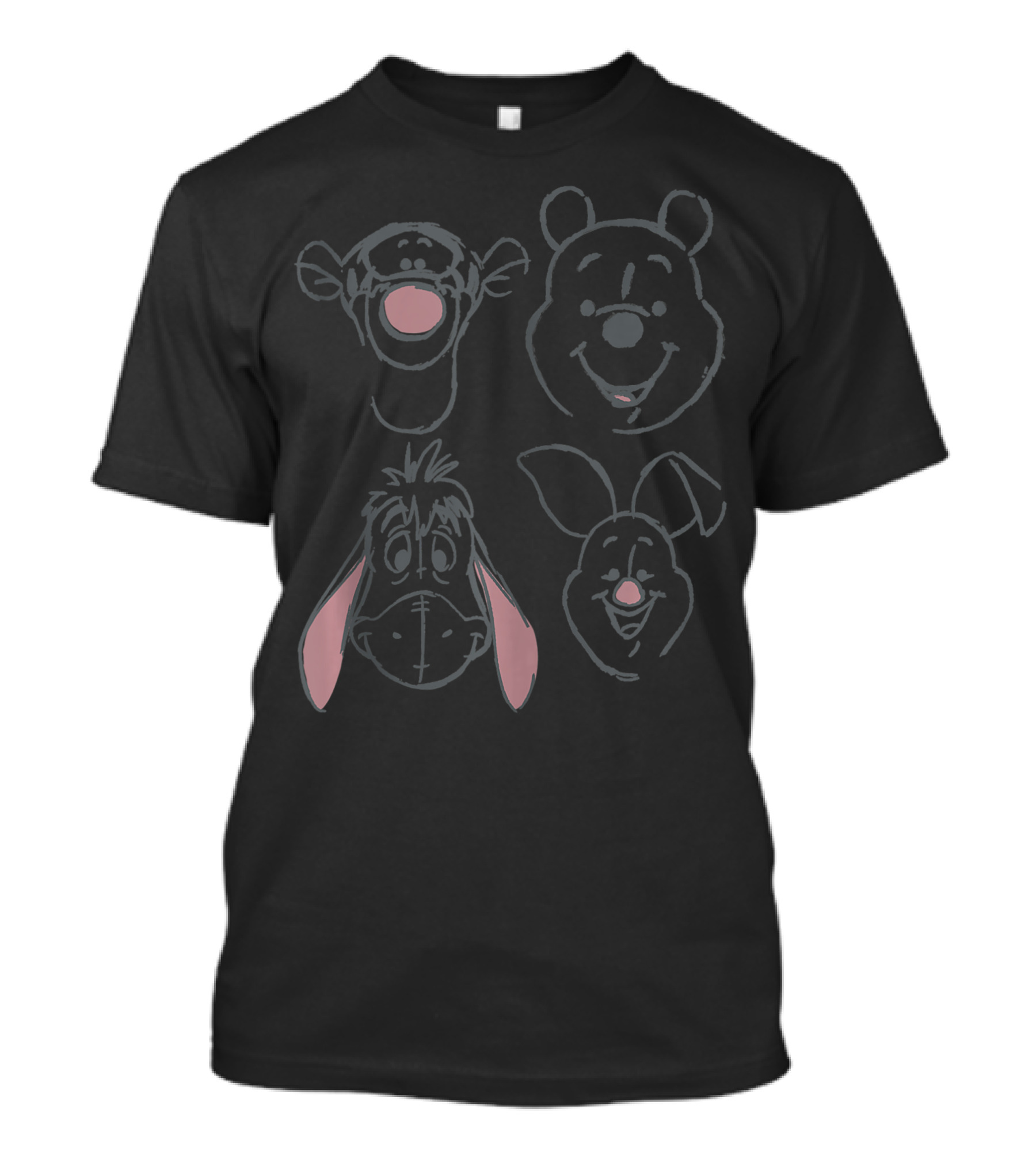 Disney Winnie The Pooh Tigger Eeyore Piglet Friends Sketch T-Shirt
