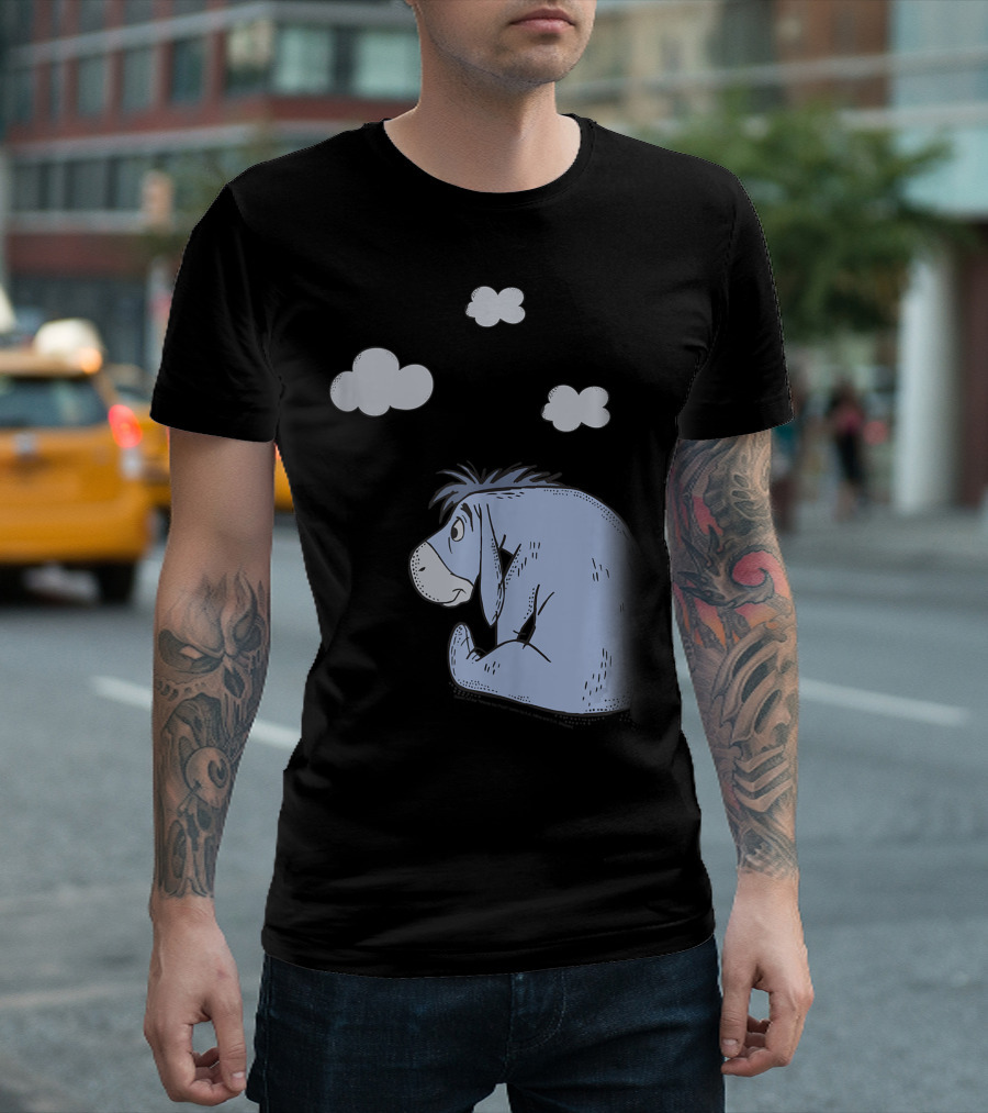 Disney Winnie The Pooh Eeyore Sitting Under Clouds T-Shirt