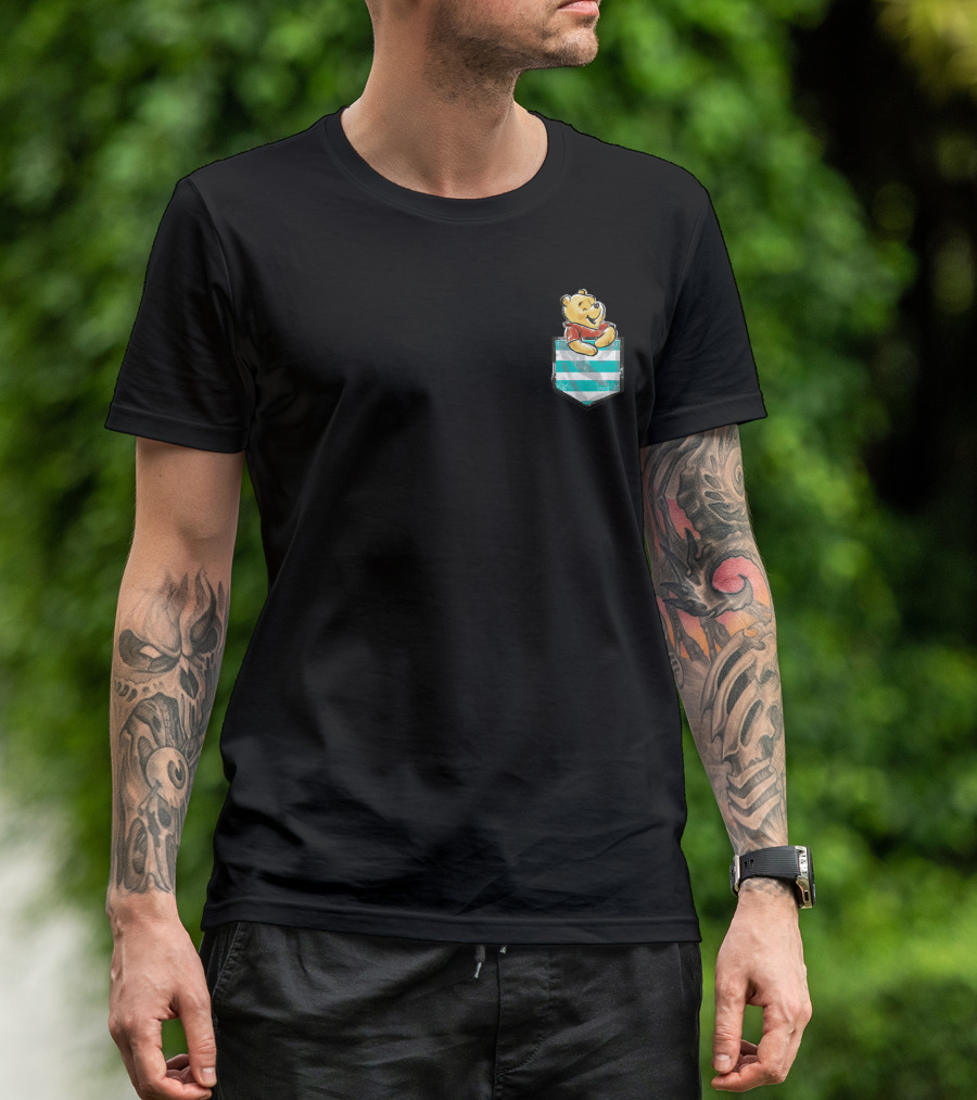 Disney Winnie The Pooh Pocket Striped Bear T-Shirt