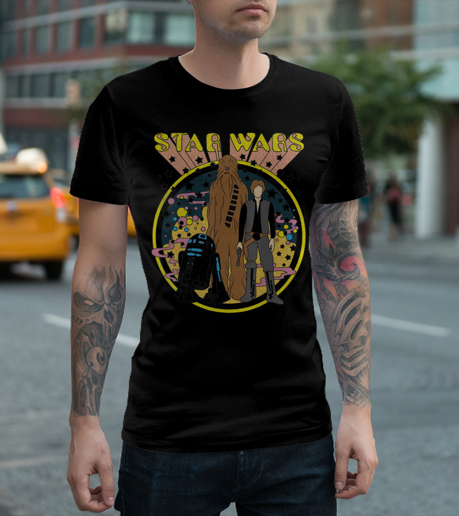 Star Wars Vintage Psych Rebels Chewbacca Han Solo R2-D2 T-Shirt