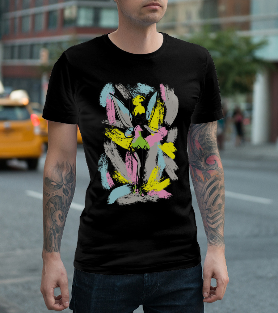Disney Tinker Bell Colorful Abstract Brushstrokes T-Shirt