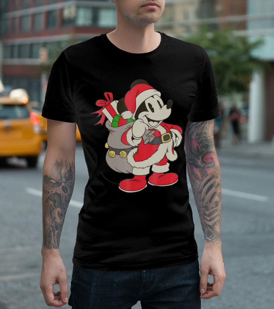 Disney Vintage Santa Mickey Mouse Holiday Fun T-Shirt