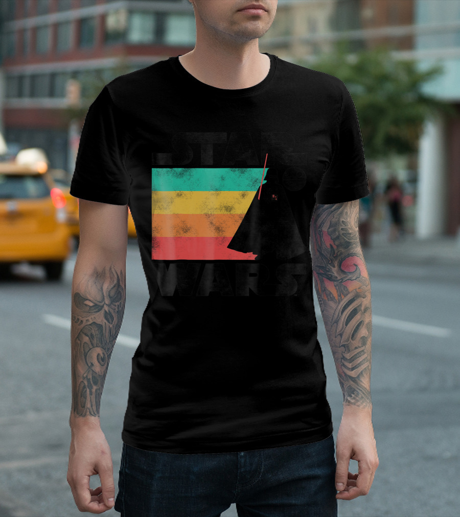 Star Wars Darth Vader Rainbow Stripes Death Star T-Shirt
