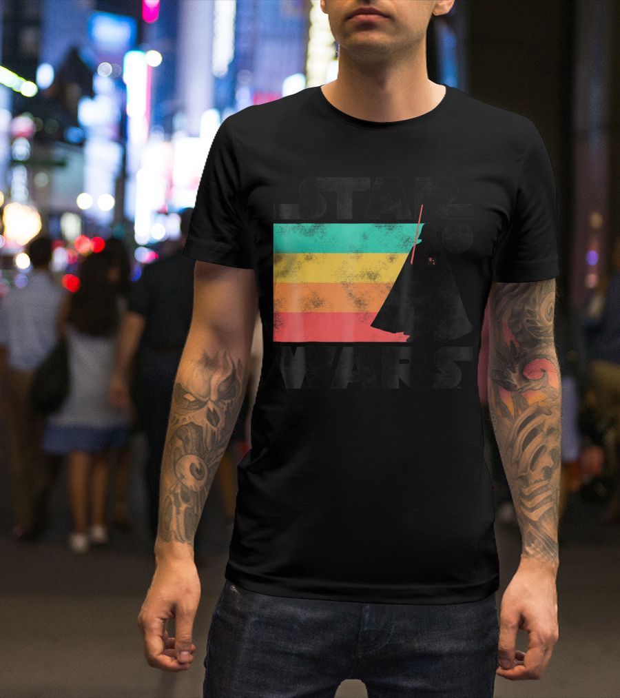 Star Wars Darth Vader Rainbow Stripes Death Star T-Shirt