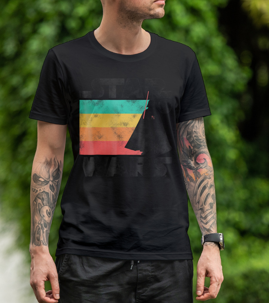Star Wars Darth Vader Rainbow Stripes Death Star T-Shirt