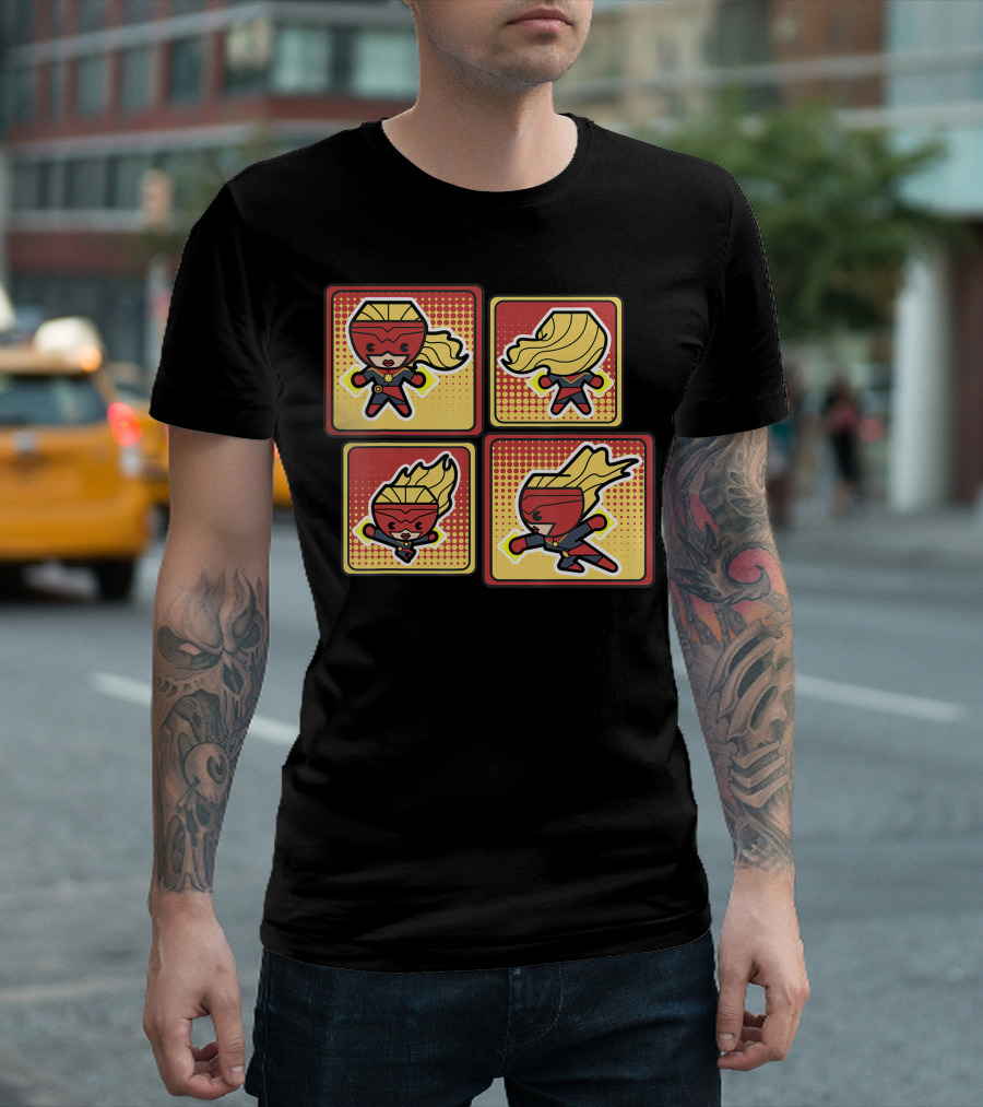 Captain Marvel Kawaii Action Pose Comic T-Shirt