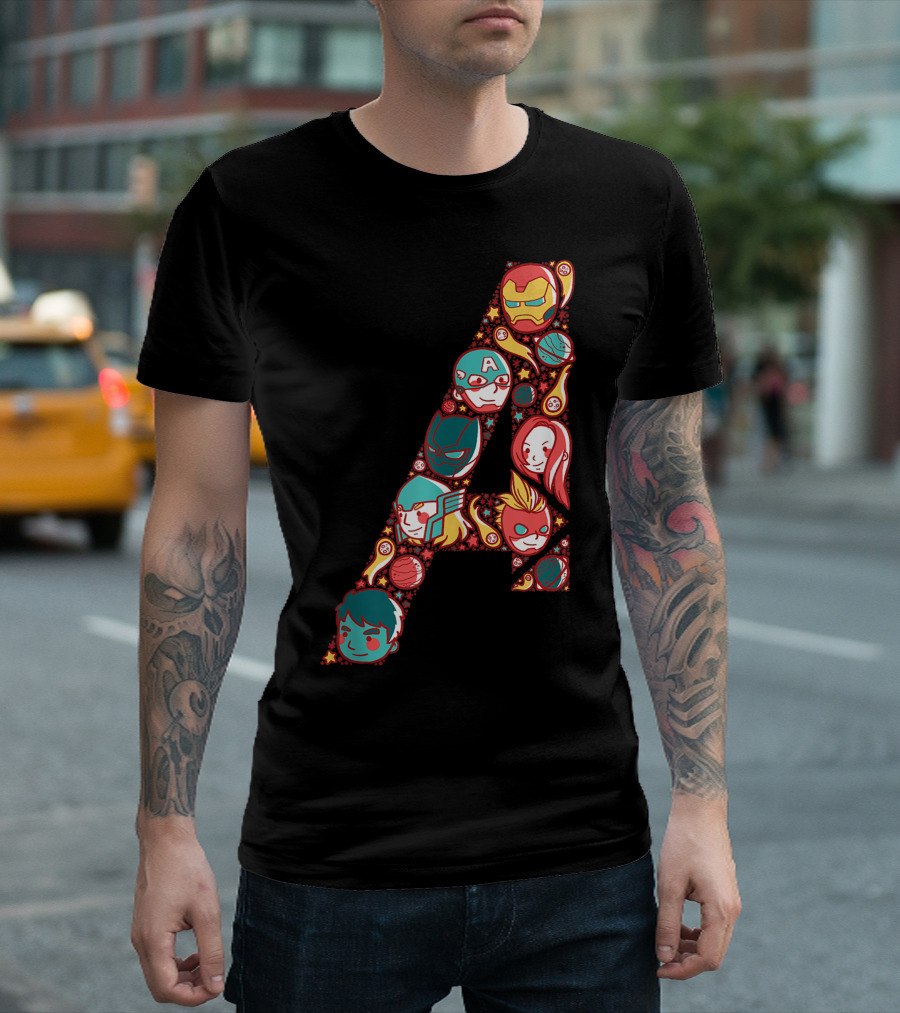 Marvel Avengers Anime Character Faces T-Shirt
