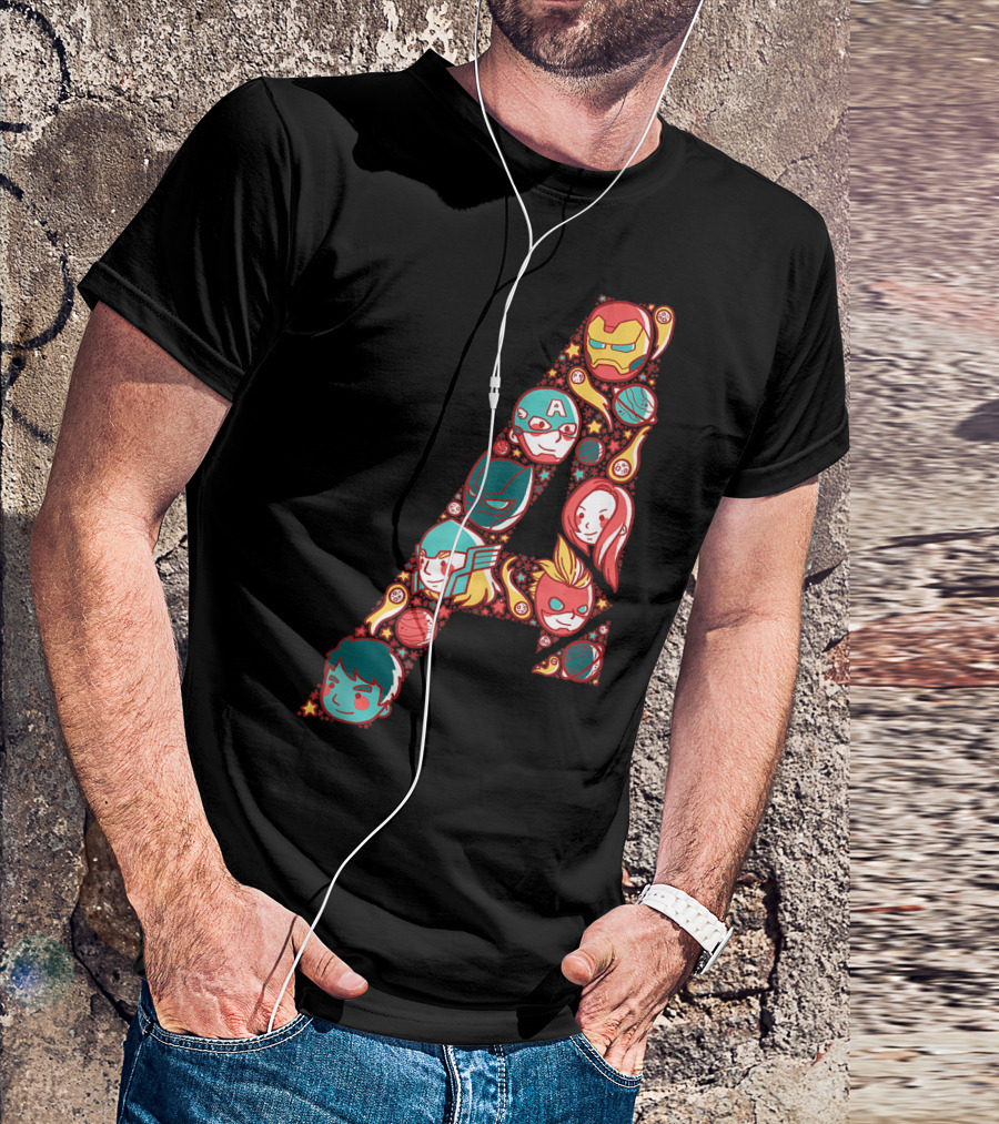 Marvel Avengers Anime Character Faces T-Shirt