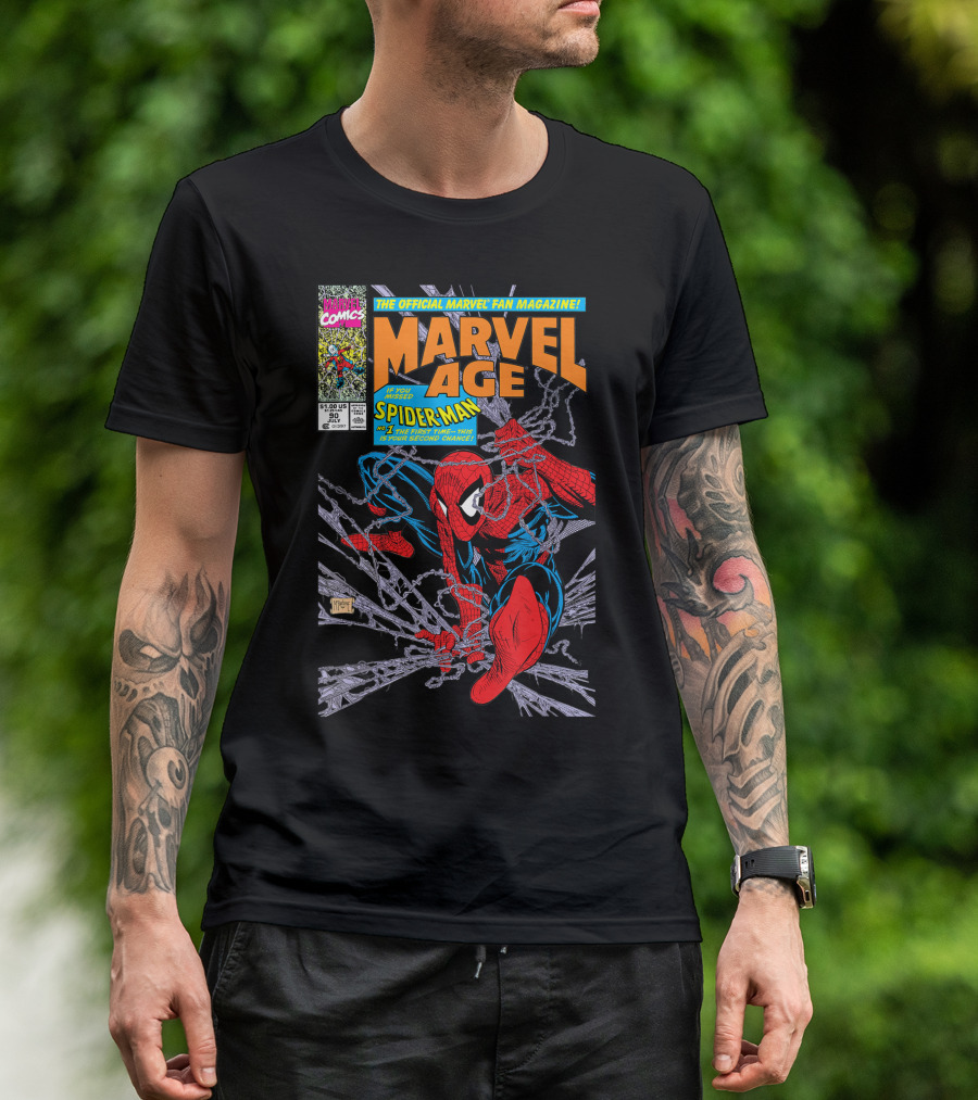 Marvel Comics Age Spider-Man The Official Marvel Fan Magazine 1990s Cover T-Shirt