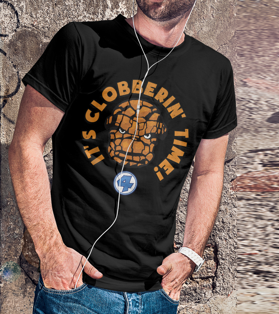 Fantastic Four The Thing It's Clobberin' Time Big Face Marvel T-Shirt